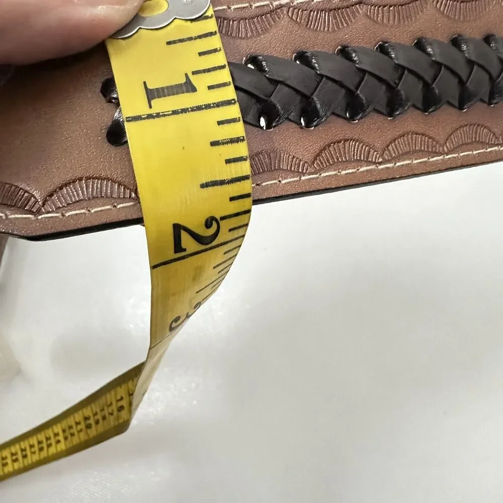 Western Belt Brown Man Made Concho Tooled Aztec Design Westerncore Cowboy 36